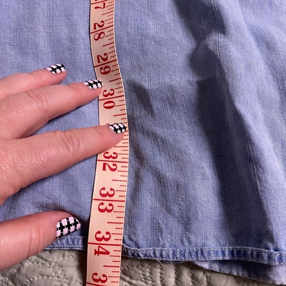 Eddie Bauer Shirt Dress Size 8 Chambray Tencel Pockets Long Or Roll Sleeves - Picture 7 of 10